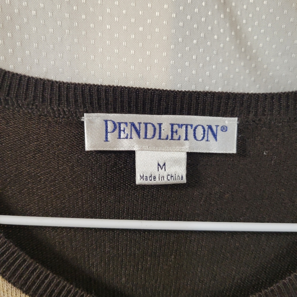 Pendleton Merino Wool Brown Argyle Pattern Cardig… - image 3